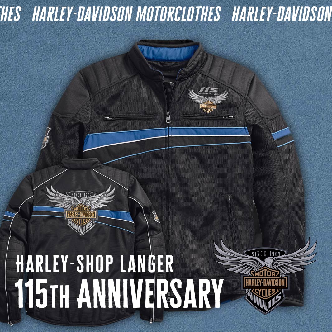 Harley-Davidson Motorclothes - Harley-Shop Langer - Für Männer und Herren: Motorradbekleidung, Motorradjacken, Lederjacken, Textiljacken Harley-Davidson Motorclothes 115th Anniversary Herren Männer Motorradjacke Lederjacke Textiljacke
